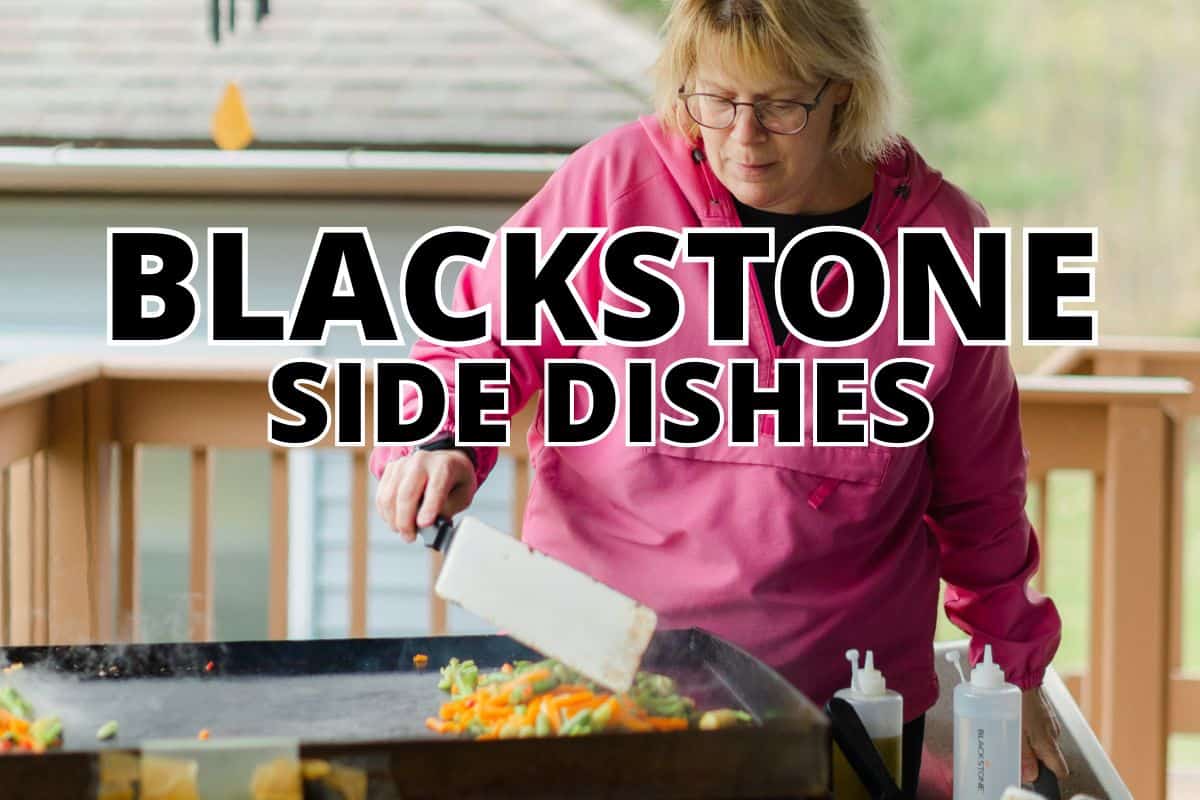 Blackstone side dishes - Chef Sherry Ronning cooking an assortment of vegetables on a Blackstone Griddle.