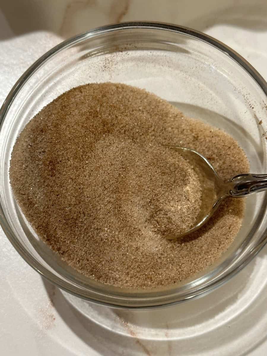 Cinnamon Sugar Mixture in a glass bowl