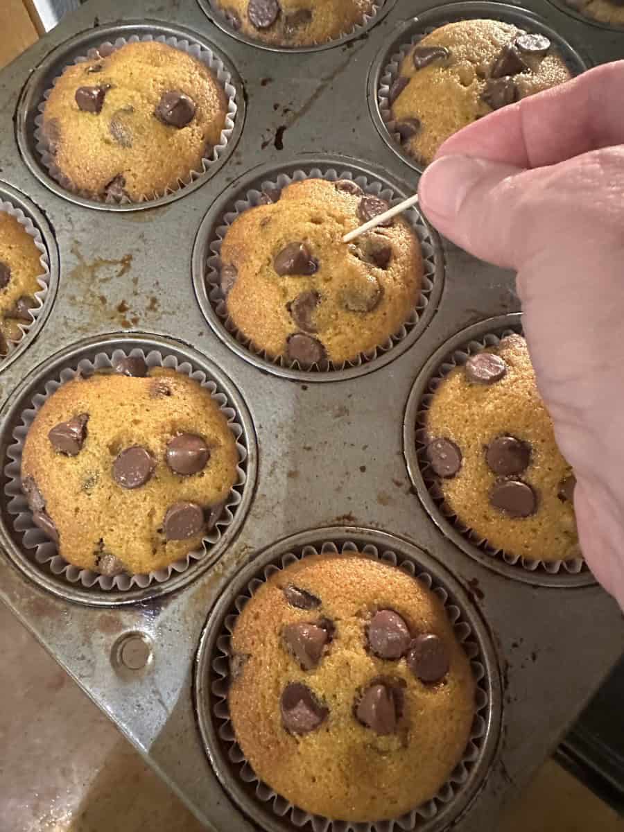 Test the Muffins for Doneness Using the Toothpick Method.