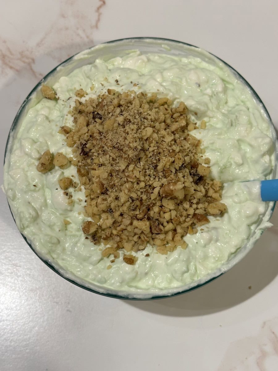 Fold the Nuts into the Pistachio Salad