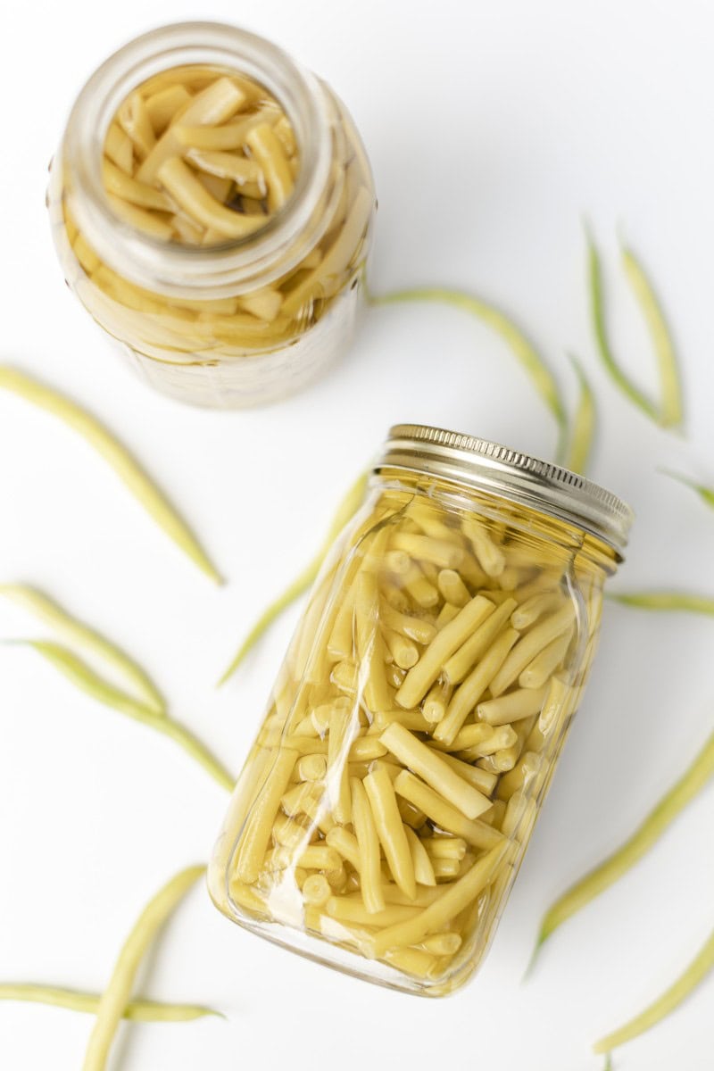 Fully Processed Jars of Yellow Wax Beans