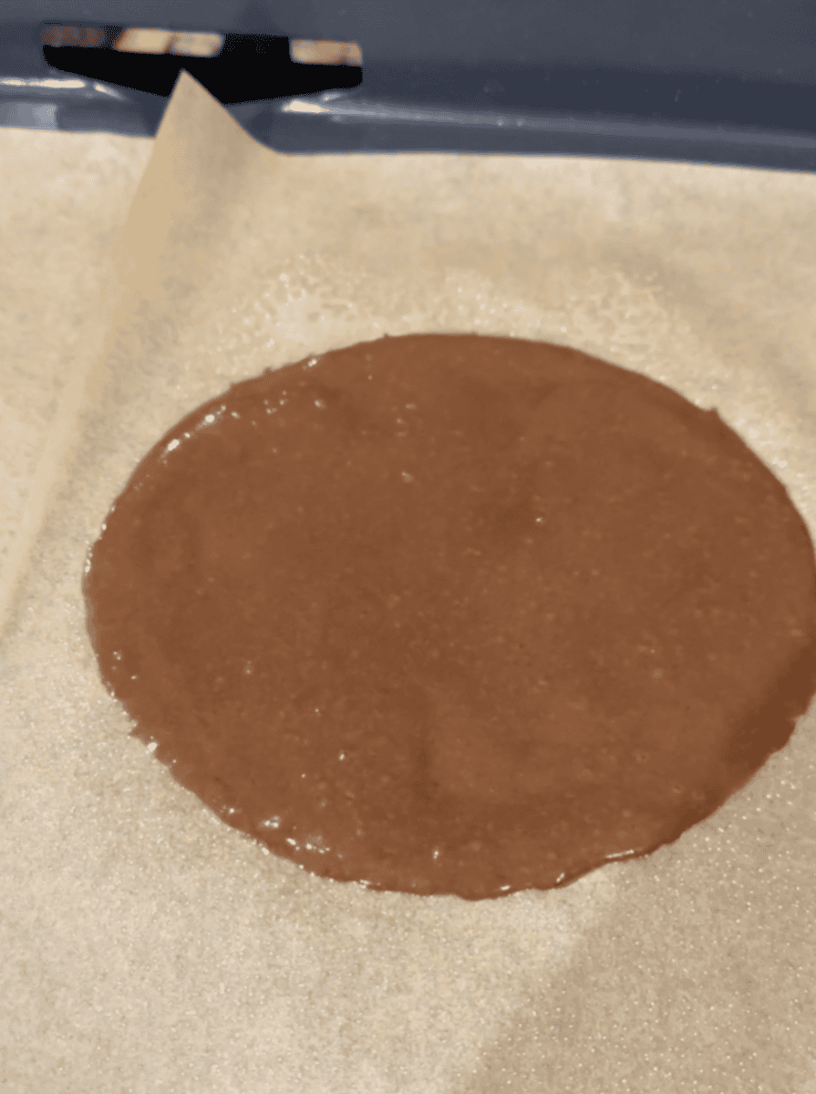 Chocolate Cake Batter on Parchment Paper