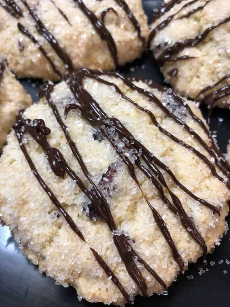 Chocolate Drizzled Overtop a Chocolate Covered Berry Scomuffie