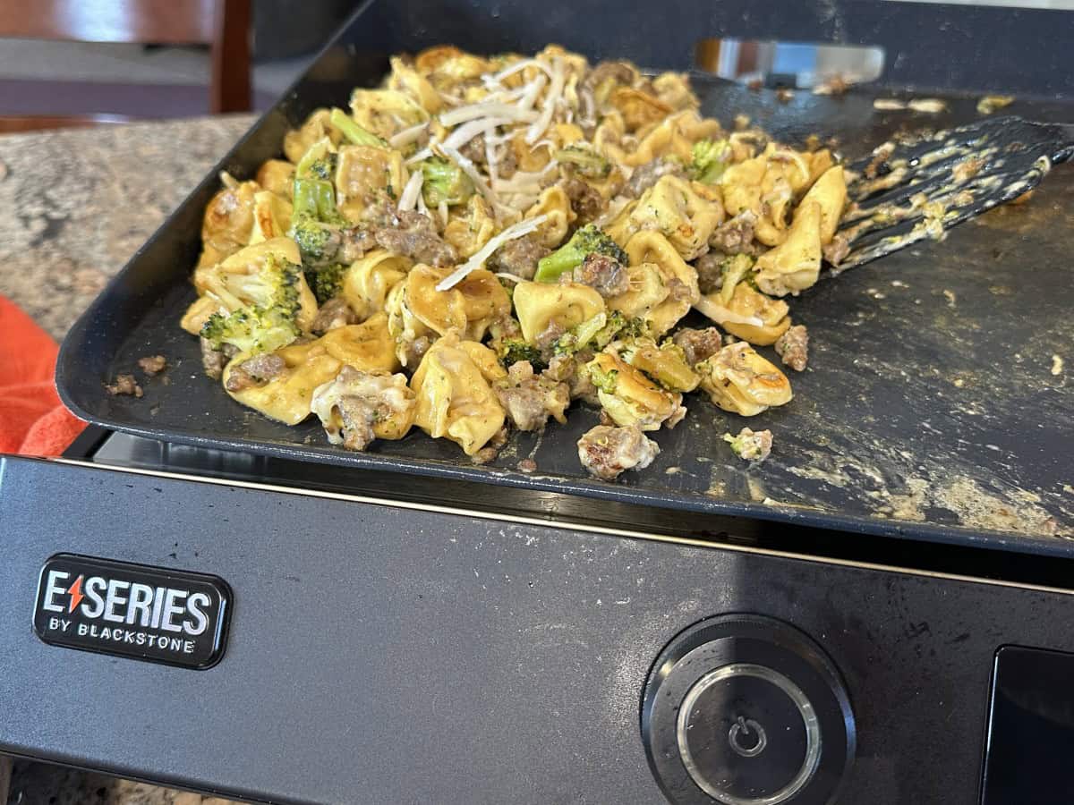 Electric Blackstone Griddle Creamy Tortellini Pasta