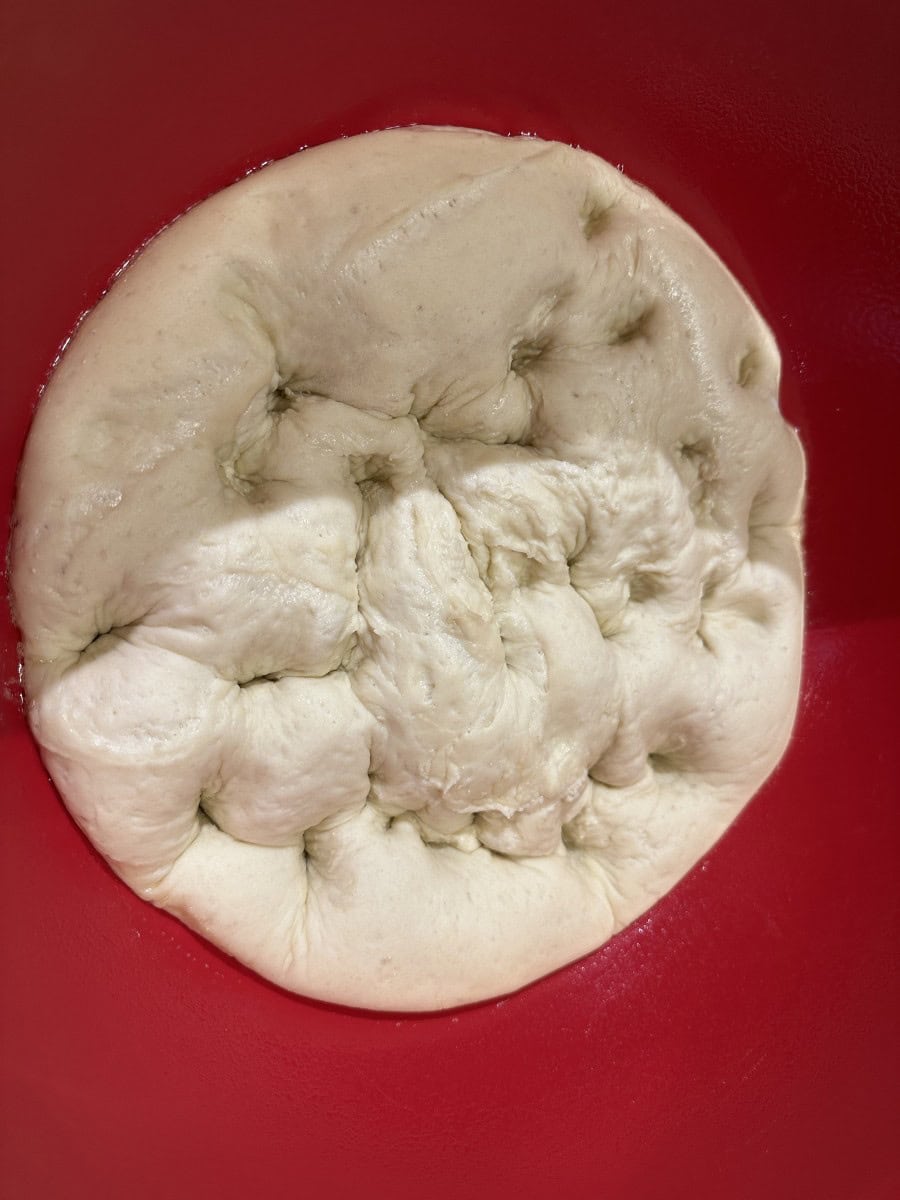 Poke down English Muffin Dough