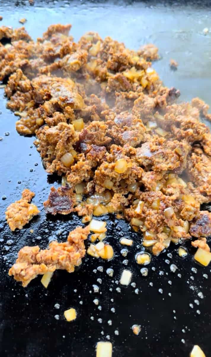 Griddle Cooked Ground Pork and Onions