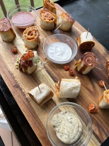An Assortment of Pinwheels on a Serving Tray