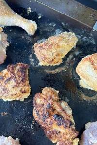 Browning Turkey Pieces on a Griddle