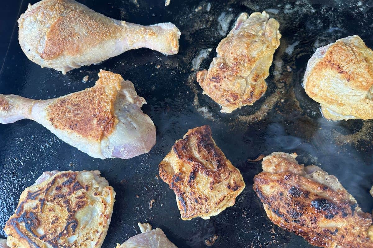 Griddle Frying Turkey Pieces