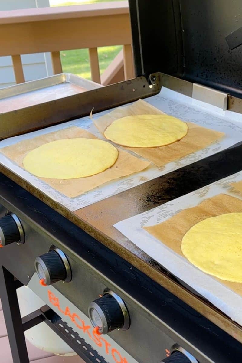 Cake Layers Cooking on a Blackstone Griddle