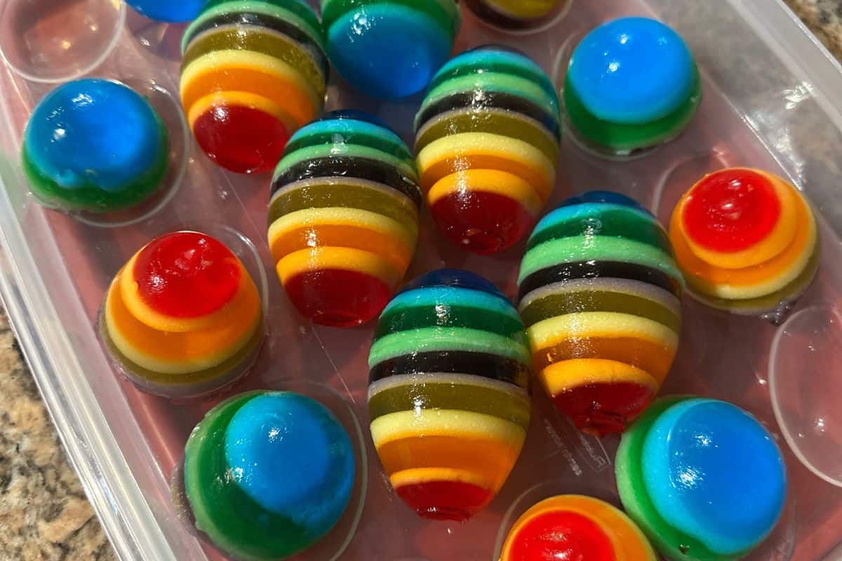 Closeup of How to Store Jello Easter Eggs