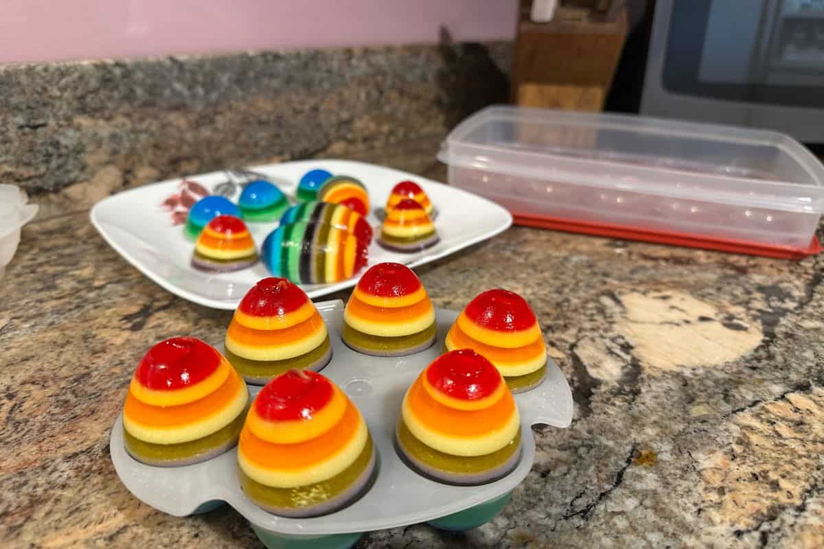 Closeup of Unmolding Jello Eggs