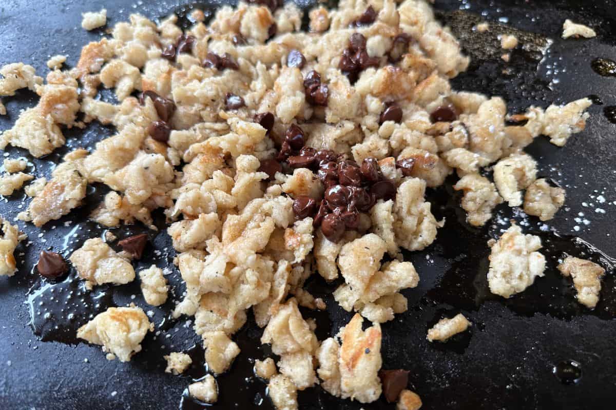 Cooking Griddle Scrambled Pancakes without Syrup