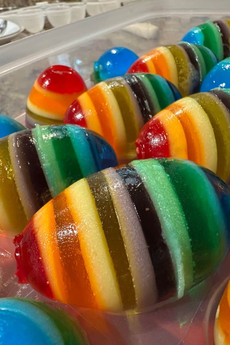 Sideview Closeup of Jello Eggs 