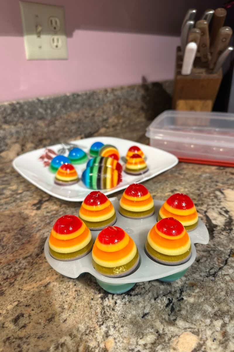 Unmolding Jello Jiggler Eggs Closeup