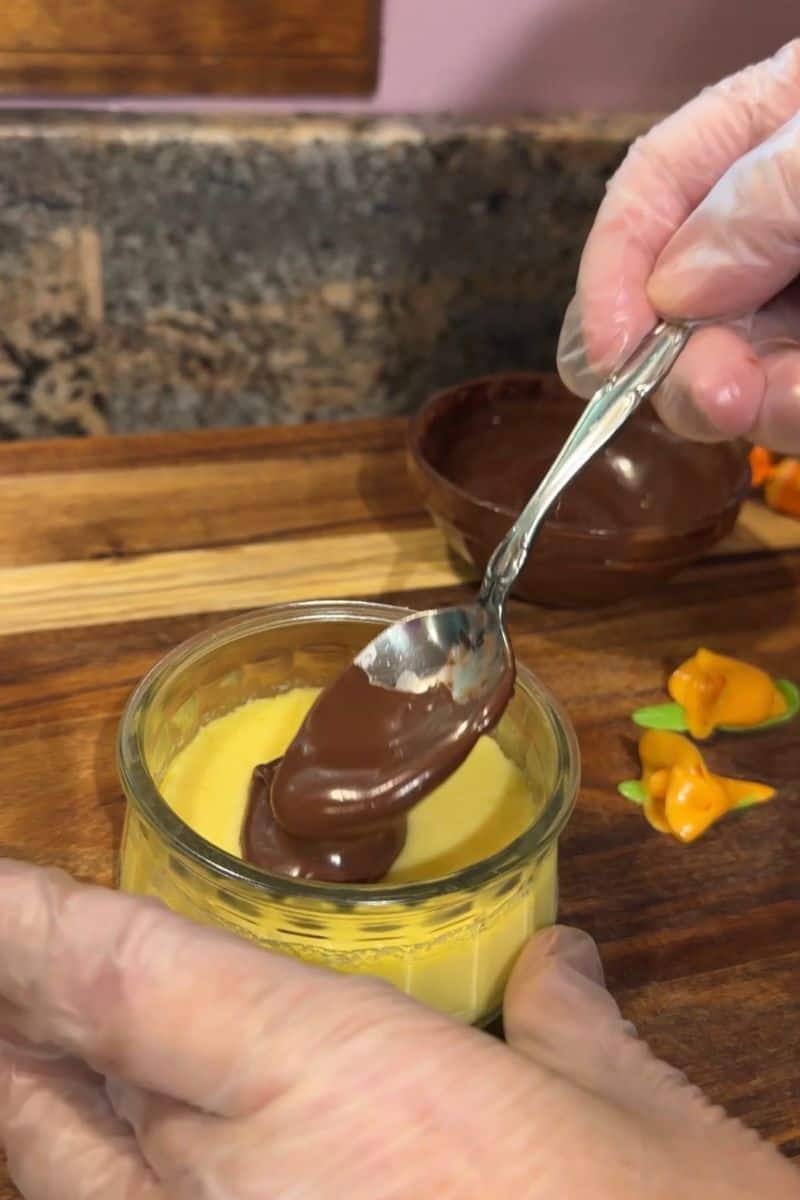 Adding a Layer of Chocolate to the top of Creme Brulee