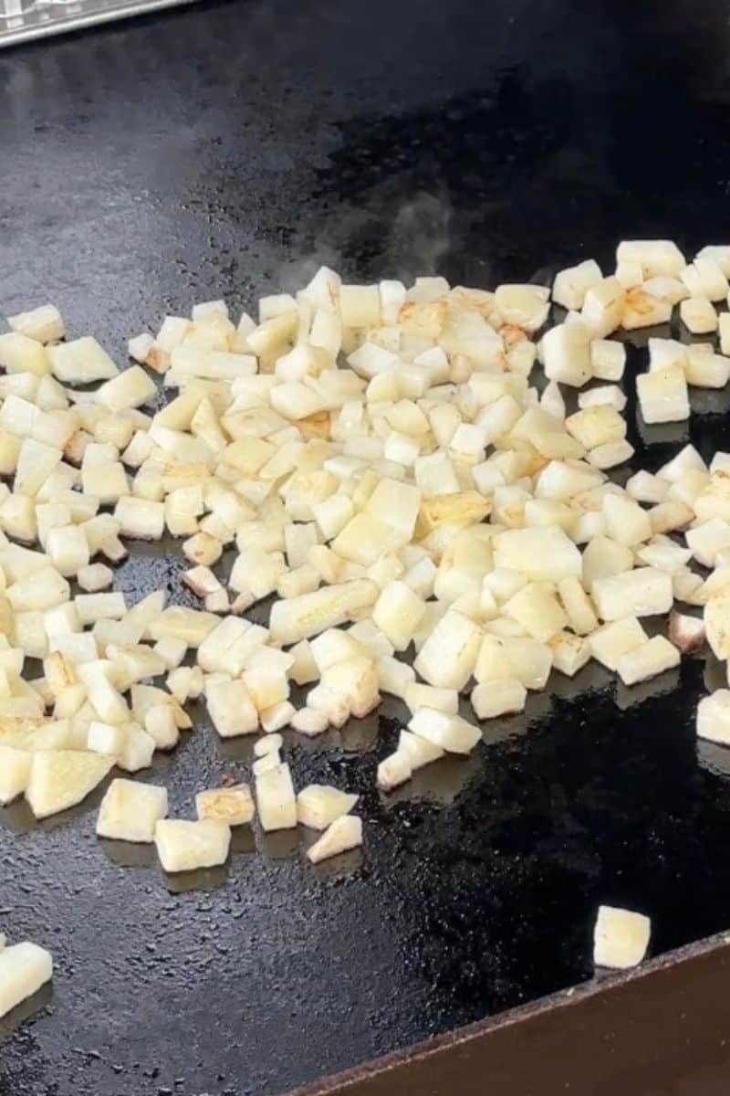 Blackstone Griddle Cooking Diced Potatoes
