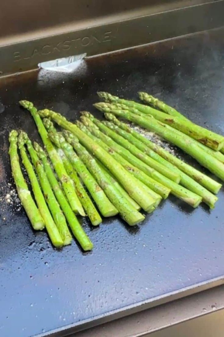 Asparagus Cooking on a Blackstone Griddle
