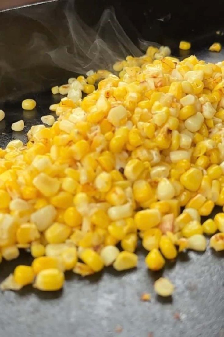 Close up of Fried Corn on the Blackstone Griddle