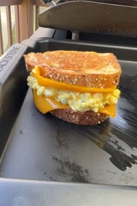 Grilled Cheese Egg Salad Sandwich made on a Blackstone Griddle