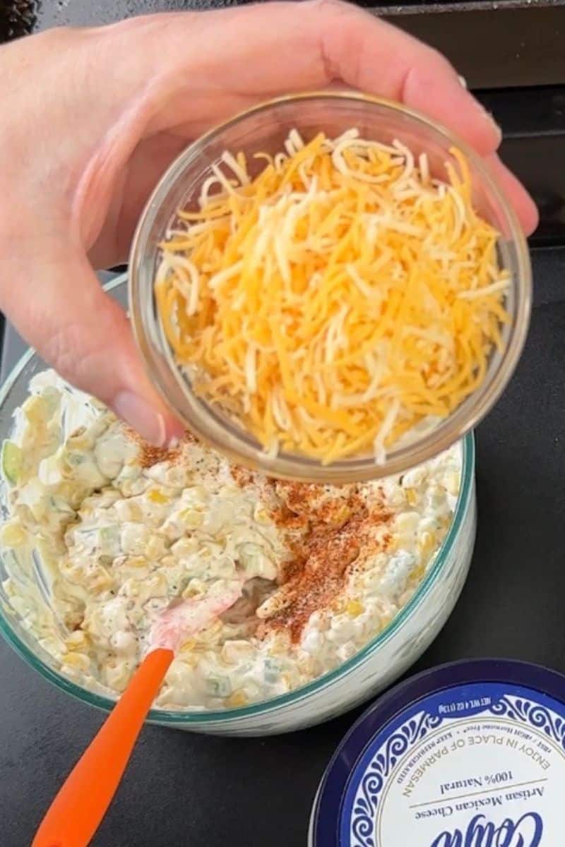 Shredded Colby Jack Cheese added to the Dip Recipe