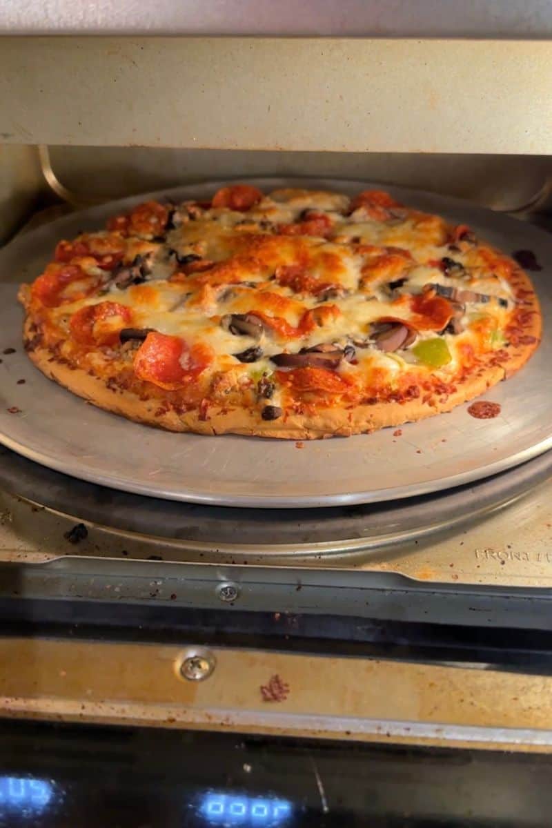 A Cooked Frozen Pizza in Pizza Oven