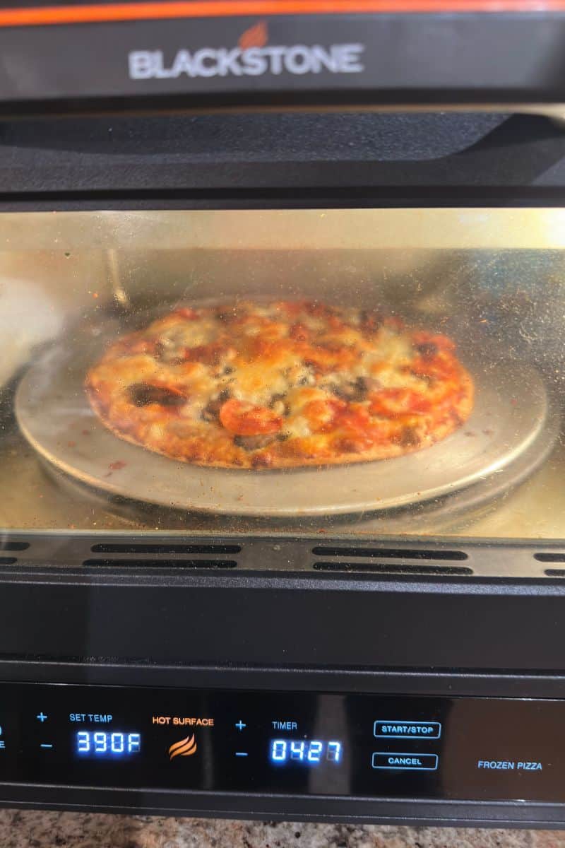A Cooked Frozen Pizza in a Blackstone Pizza Oven